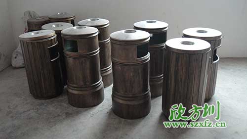  古意盎然，韶關園林仿銅玻璃鋼垃圾桶